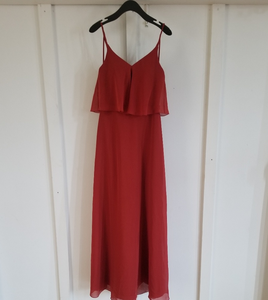 Azazie rust color maxi dress